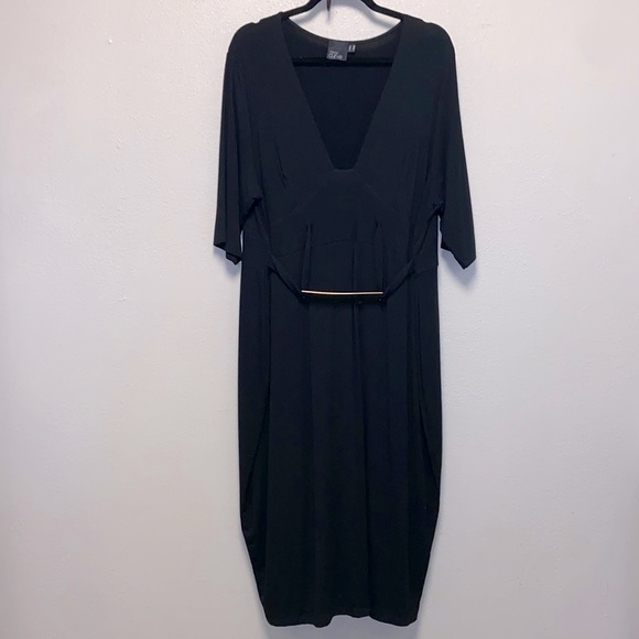 ASOS Curve Size 24 Black Deep V-Neck Shift Maxi Dress: 3033 - Picture 1 of 8